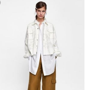 White Zara white Lace Jean Jacket